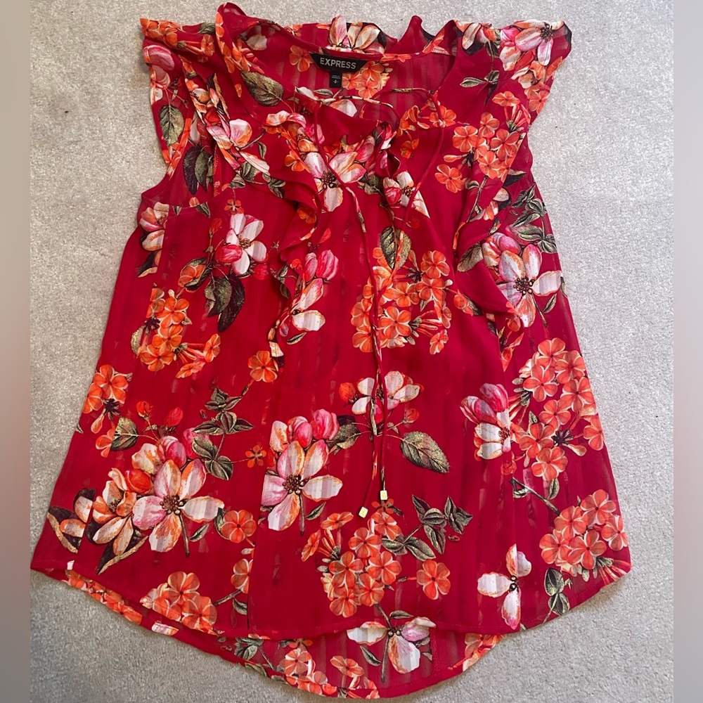 Express floral ruffle tank top